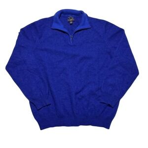 Club Room 1/4 Zip Sweater Mens XXL (Fits Large) Blue 100% Cashmere 2 Ply Soft